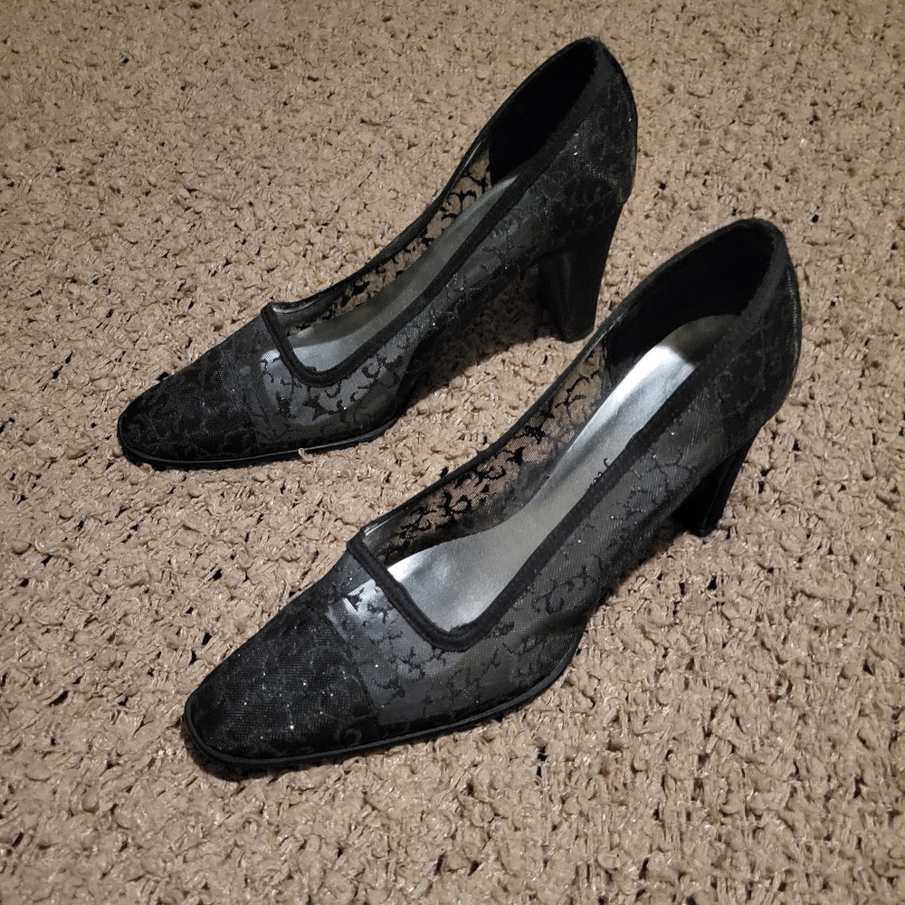 WOMENS JASMIN FLEX SUEDE HEEL PUMPS BLUE LACE SIZE 8